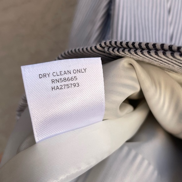 HALOGEN Blue & White Striped Pinstripe Stretch Cotton Suit Jacket Blazer - Picture 9 of 10